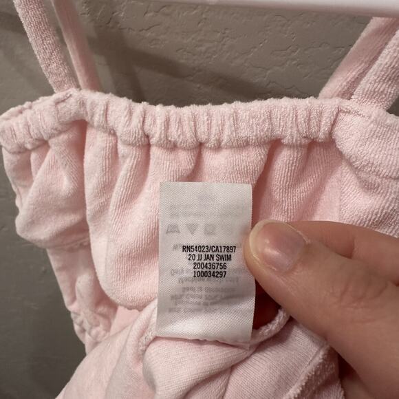 Janie and Jack Candy Pink Ruffle Terry Romper Swim Coverup - Picture 6 of 8